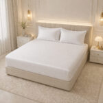 ملحفه نیم ست یکنفره 90 هتلی سفید کتان